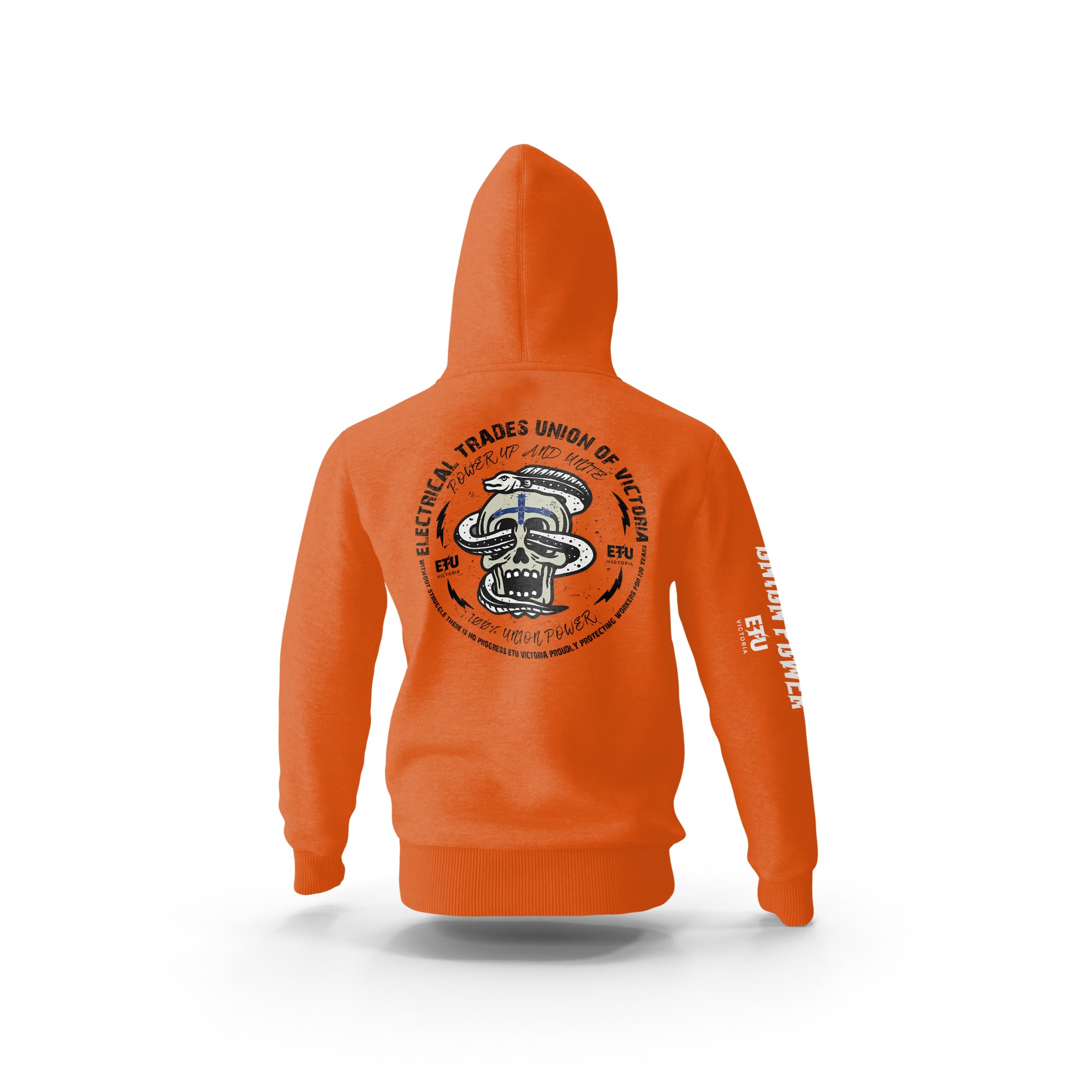 Eel and Skull Hi Vis Orange Hooded ETU Sweatshirt