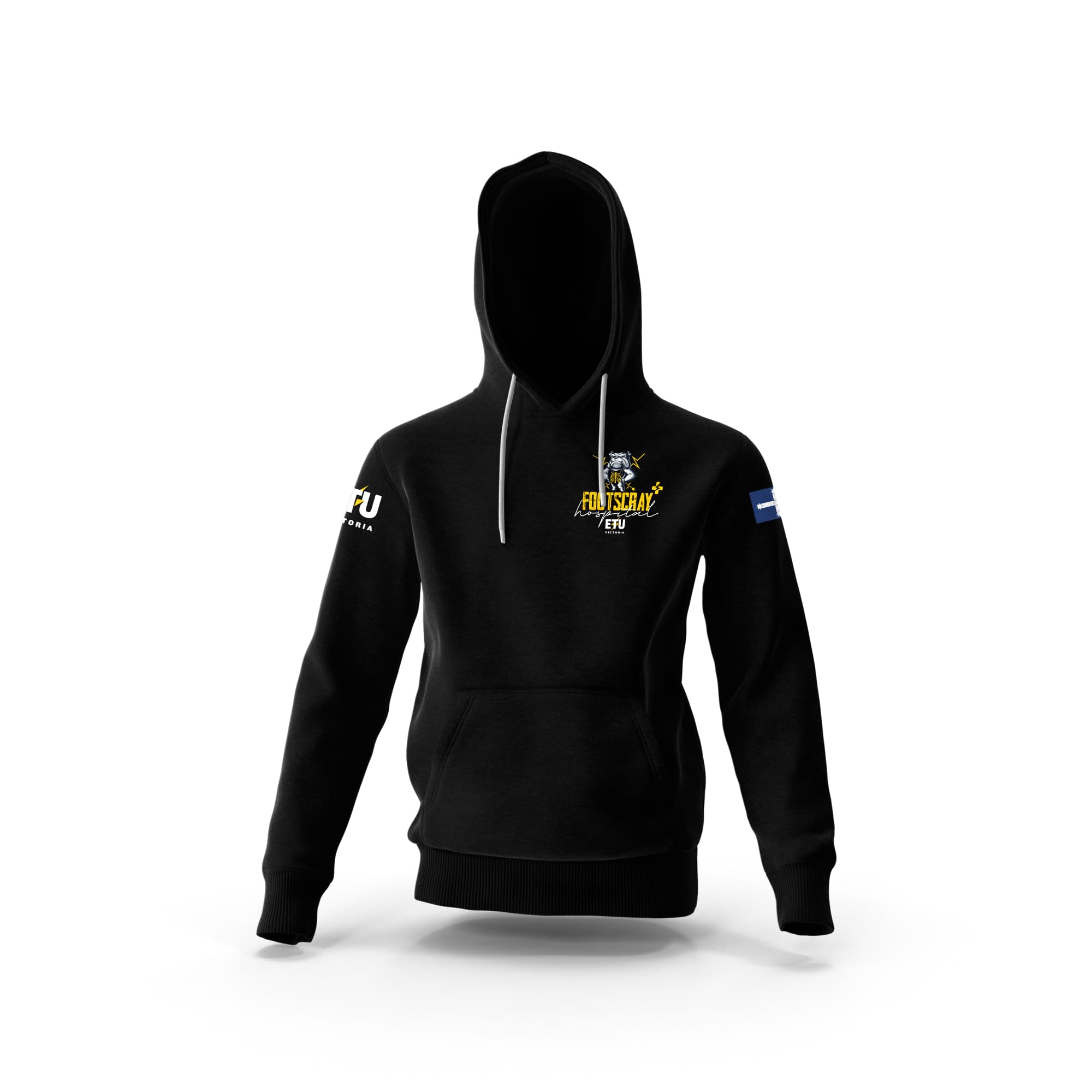 Pre-Order - Footscray Hospital Black Hooded ETU Sweatshirt