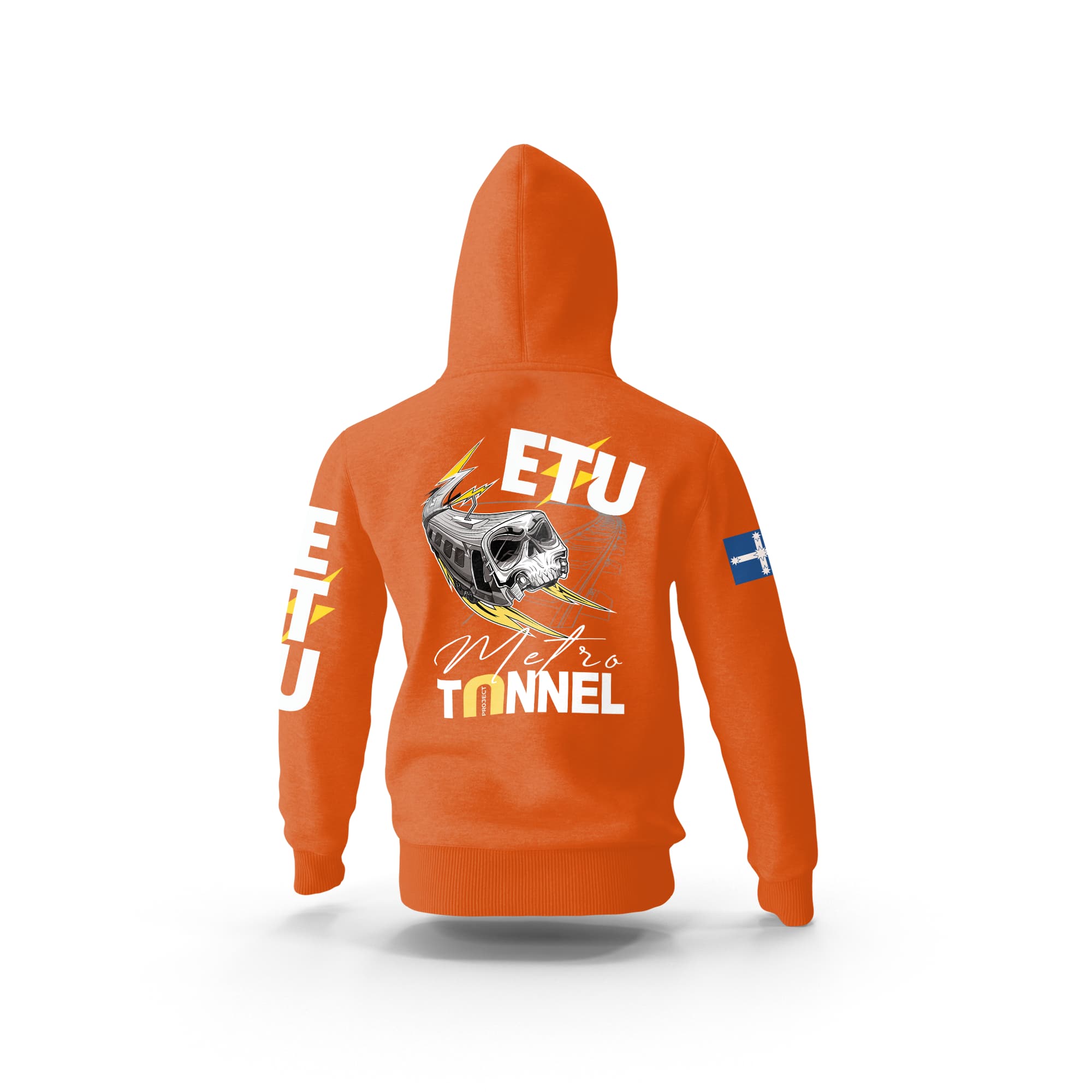 Metro Tunnel Skull Hi Vis Orange Hooded ETU Sweatshirt