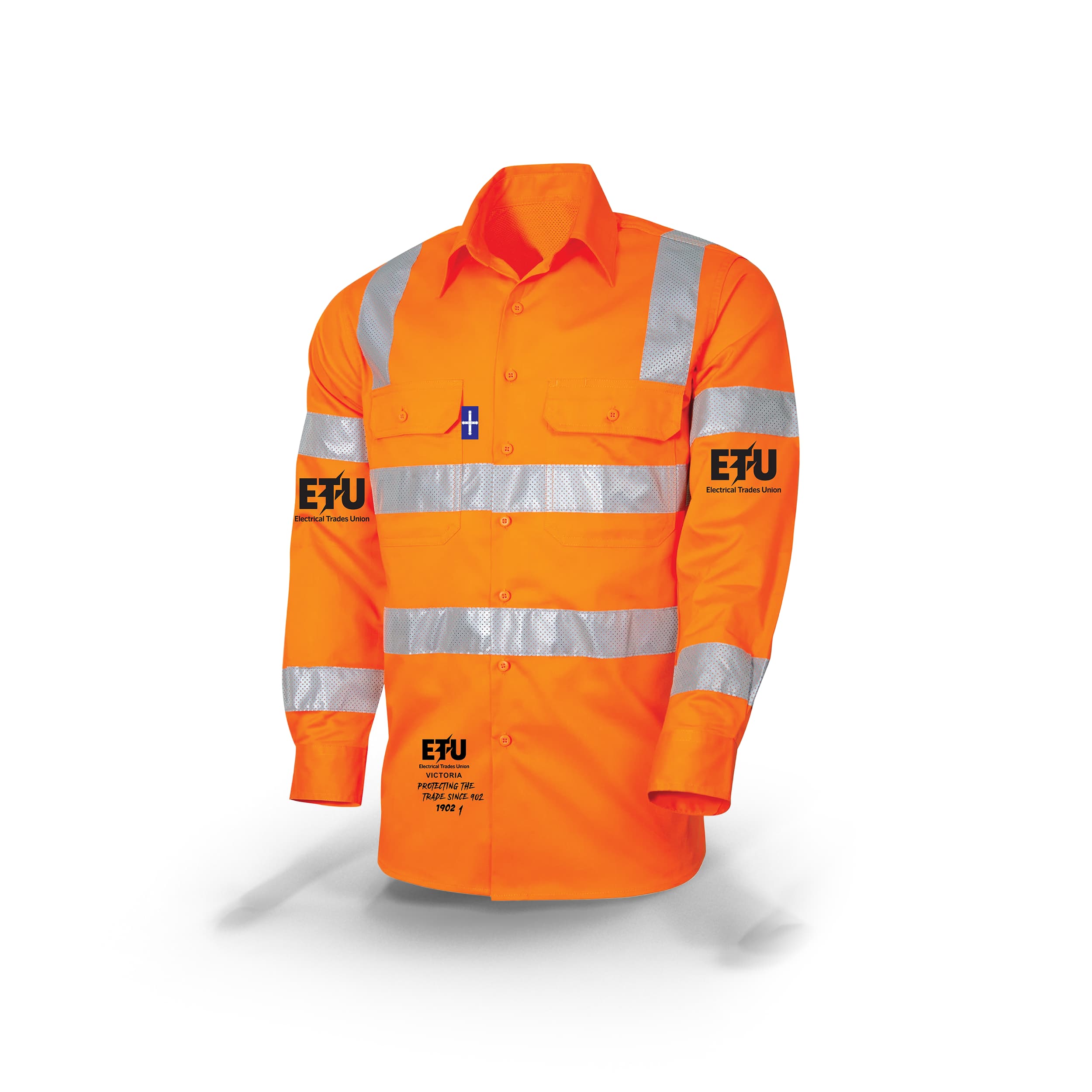 ELEVEN® Hi Vis Orange Vic Rail ETU Long Sleeve Shirt
