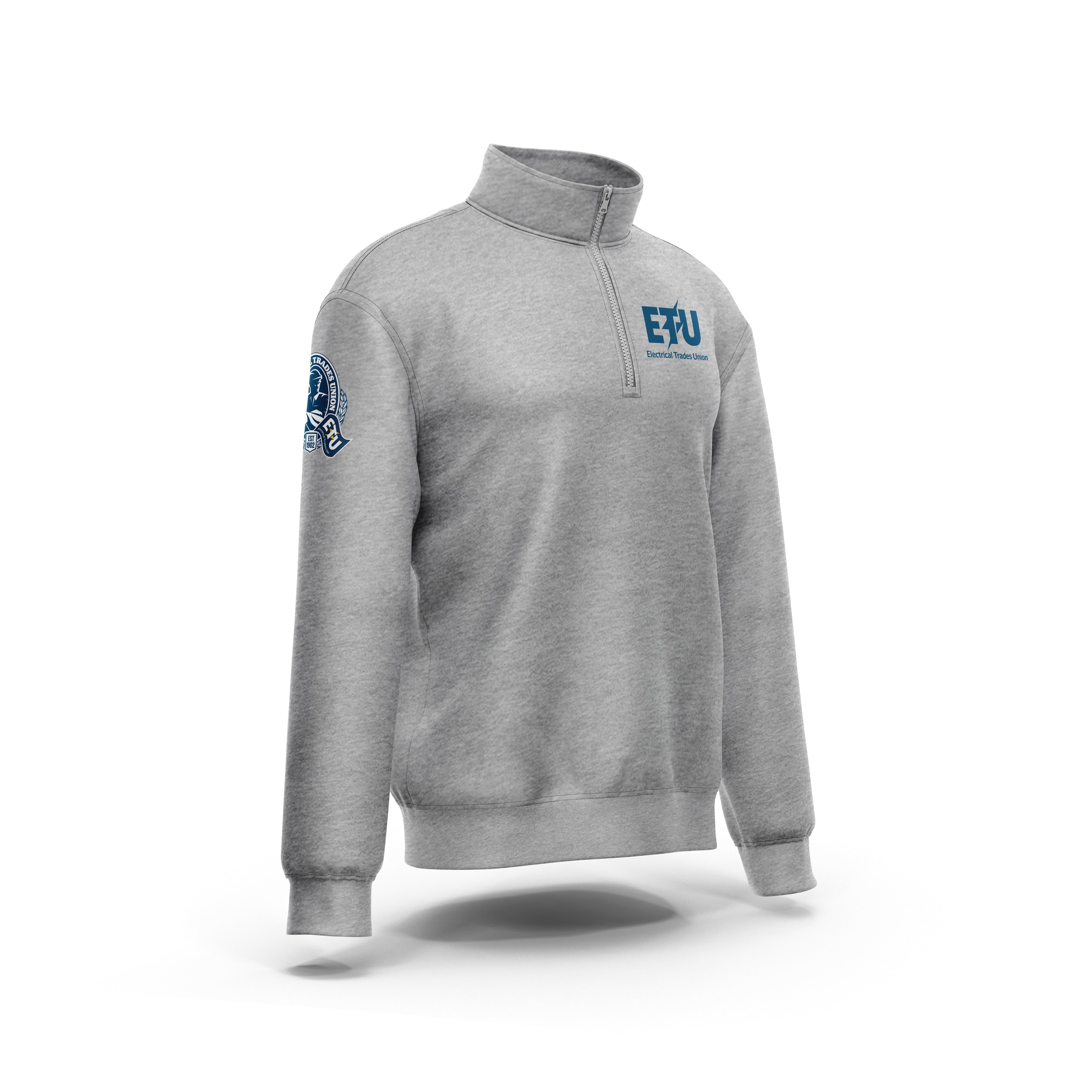 Traditional Grey Marle  Half Zip ETU Sweatshirt