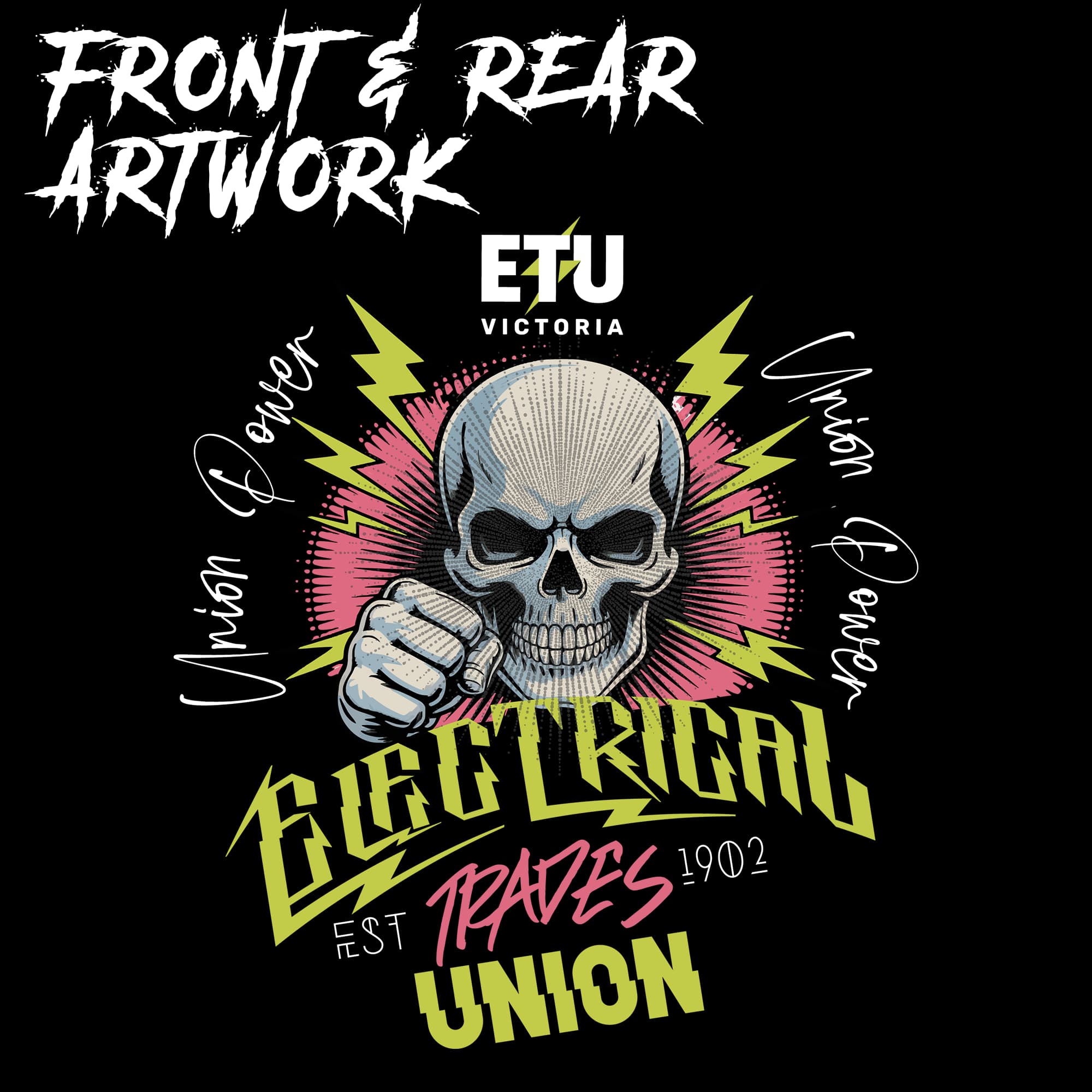 Union Power Skull Punch Black Hooded ETU Sweatshirt