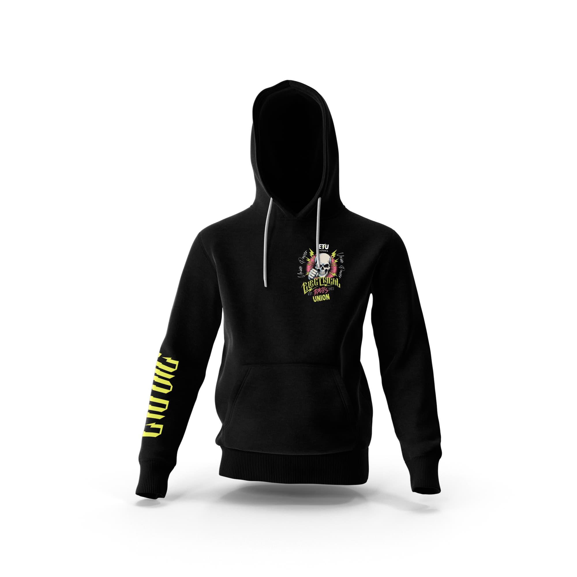 Union Power Skull Punch Black Hooded ETU Sweatshirt