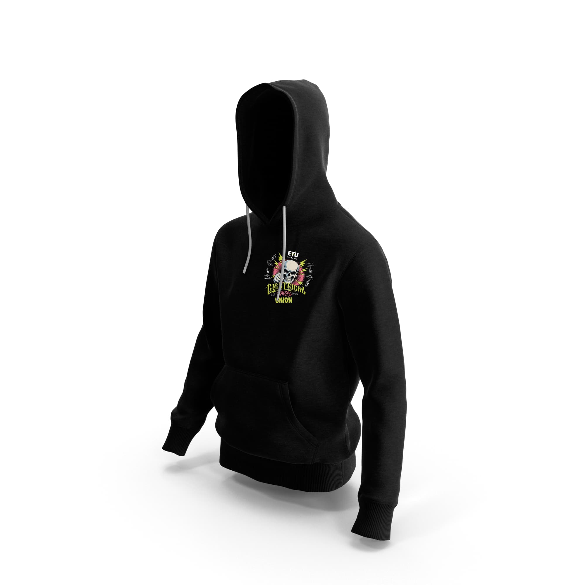 Union Power Skull Punch Black Hooded ETU Sweatshirt