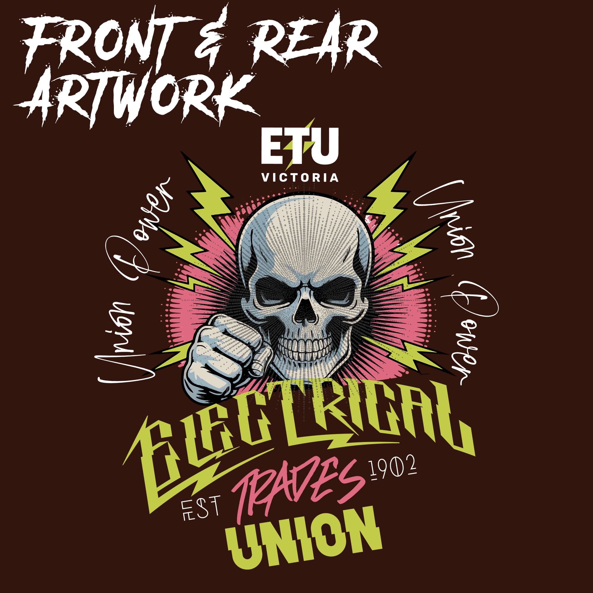 Union Power Skull Punch Chestnut Hooded ETU Sweatshirt