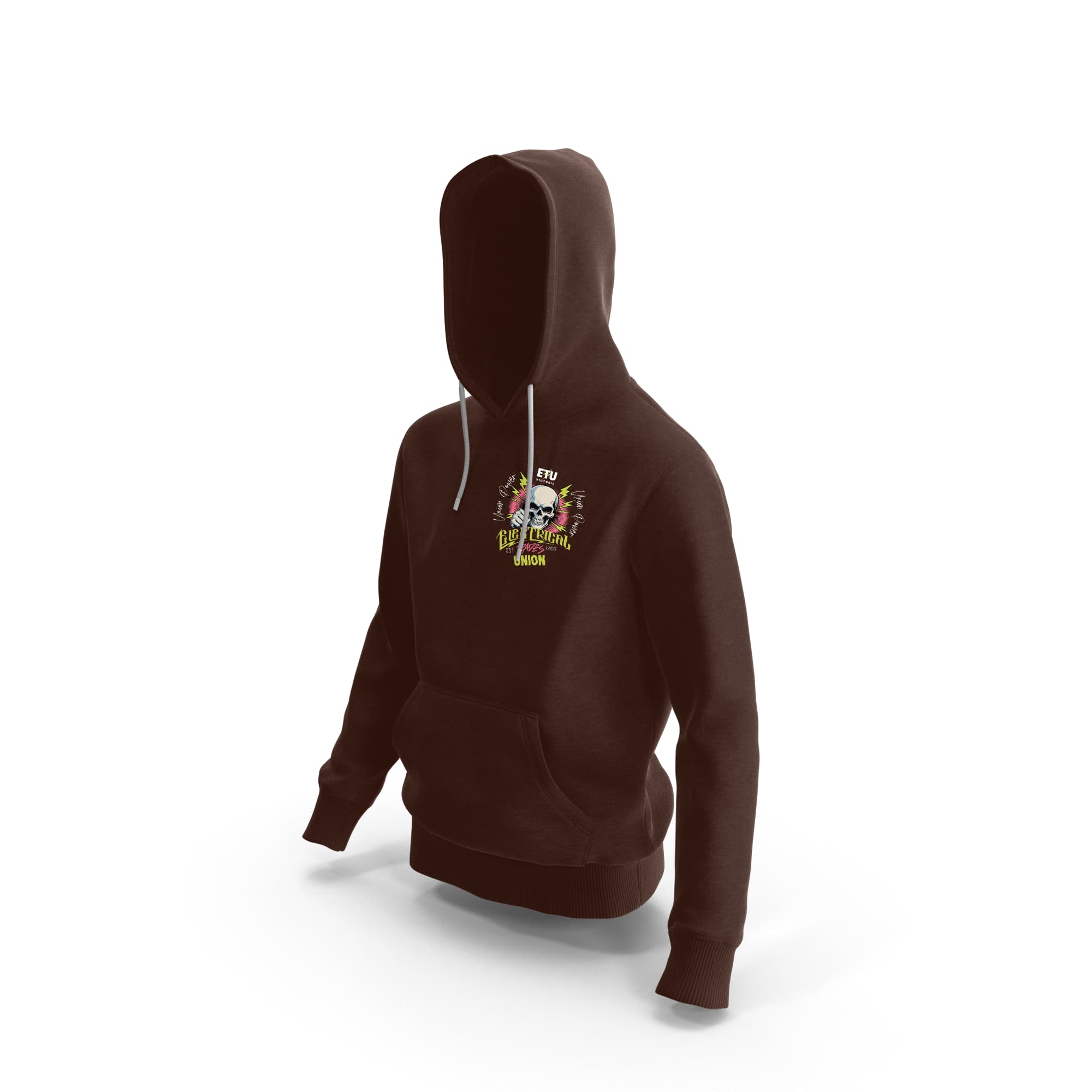 Union Power Skull Punch Chestnut Hooded ETU Sweatshirt