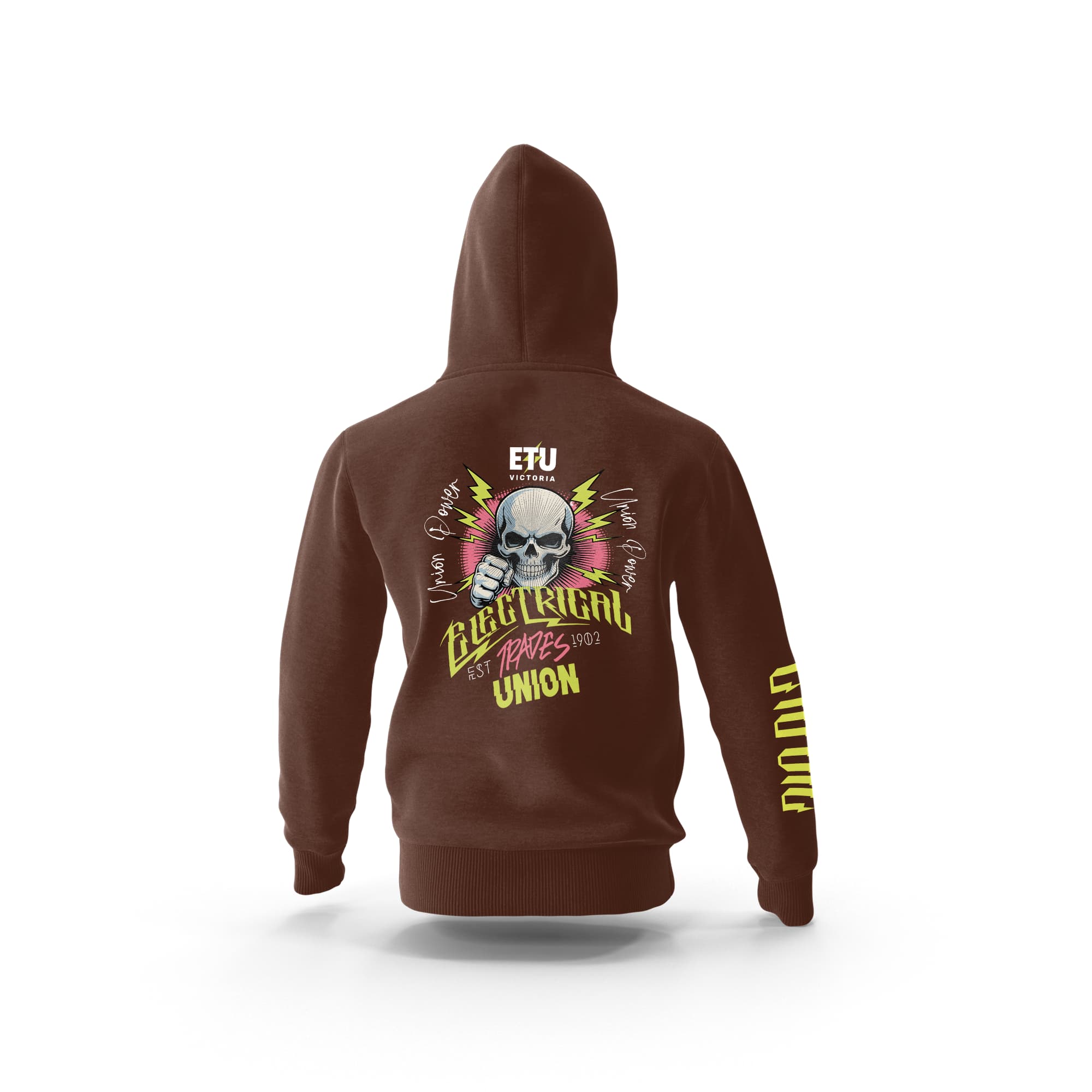 Union Power Skull Punch Chestnut Hooded ETU Sweatshirt